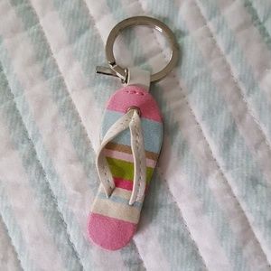 Coach leather/cloth, flip flop key fob
